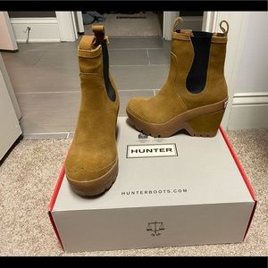 Hunter Natural Original Chelsea Wedge boots